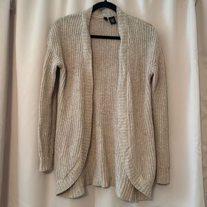 Ultra Flirt Cream Ribbed Knit Cardigan Sweater with pockets Women’s Size Medium
